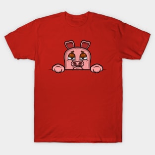 Pig Cartoon With Bored Face Expression T-Shirt